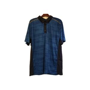 MSX Michael Strahan Golf Shirt Mens Blue Shades Pattern XL TALL Short Sleeve